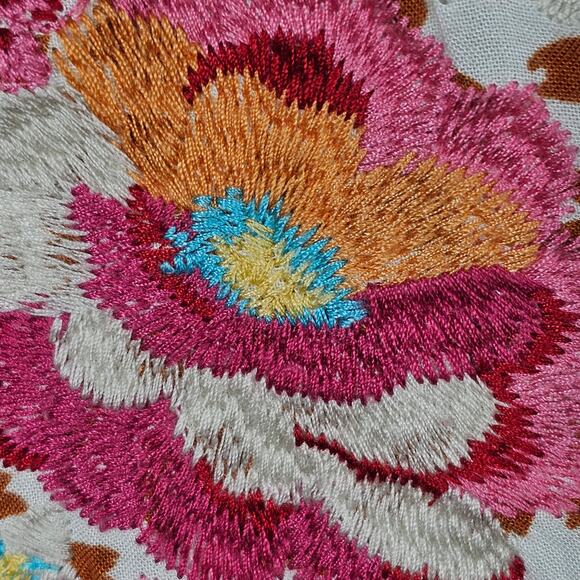 Impressions Boho Hippie Artsy Leopard Embroidered Top Cream/Camel Size S, - Picture 8 of 14